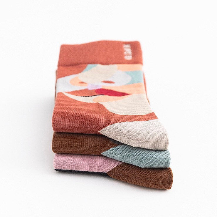 Miss June’s | Set 3 pairs cotton socks|Creative | Colorful | Cool | Patterned | Designed | Unisex | Gift Idea | Casual | Comfort | Women