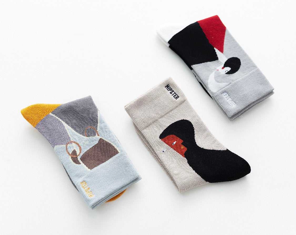 Miss June’s | Set 3 pair socks|Creative | Colorful | Cool | Patterned | Designed | Unisex | Gift Idea | Art | Stylish | Comfort | Women