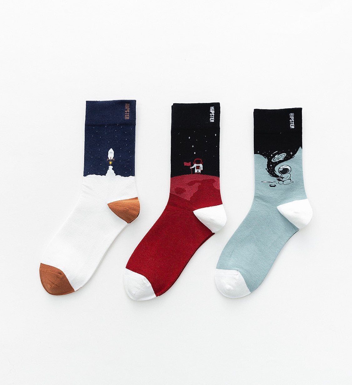 Miss June’s | Set 3 pairs cotton socks|Creative | Colorful | Cool | Patterned | Designed | Unisex | Gift Idea | Art | Comfortable | Men
