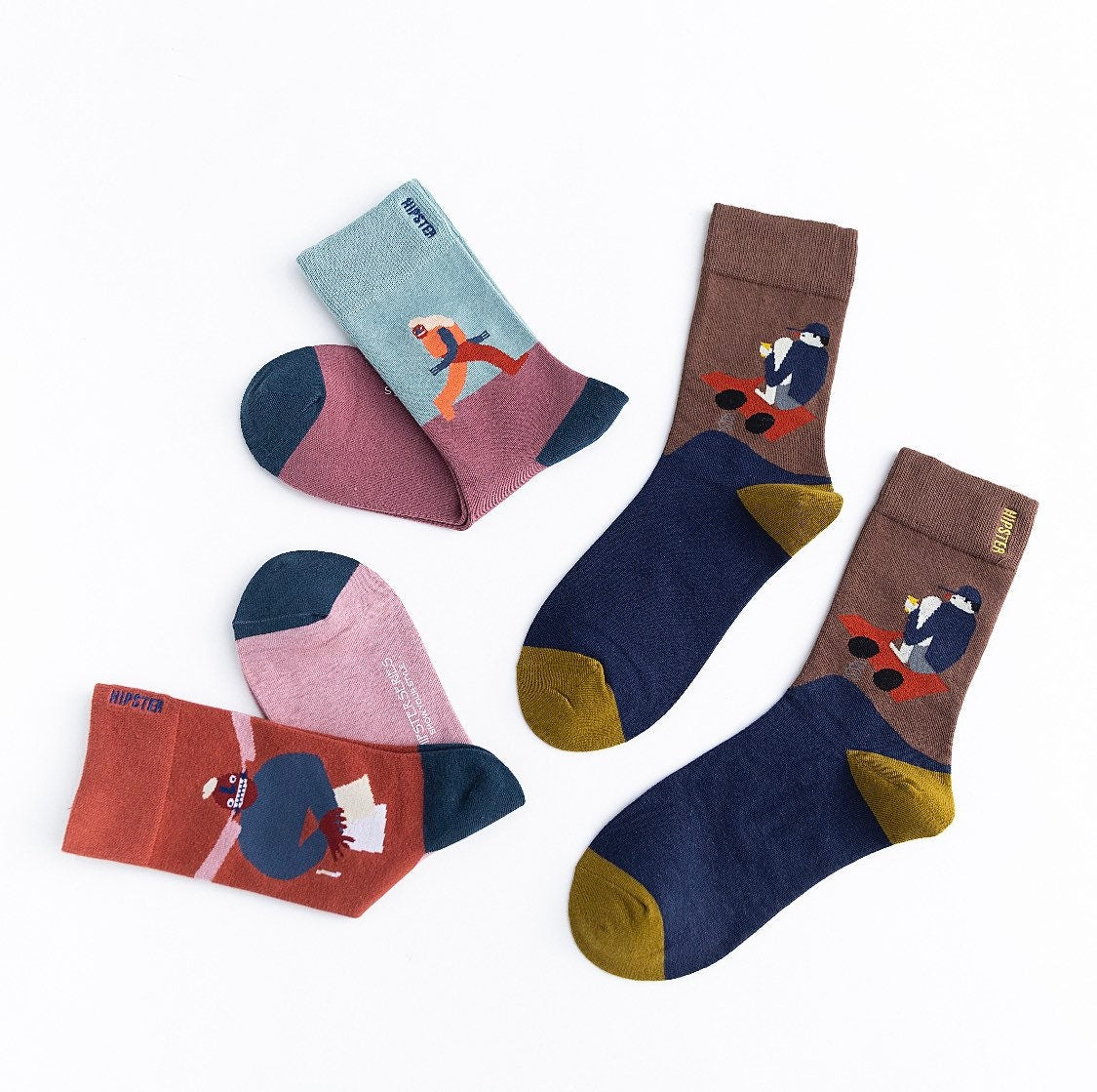 Miss June’s | Set 3 pairs cotton socks|Creative | Colorful | Cool | Patterned | Designed | Unisex | Gift Idea | Art | Comfortable | Men