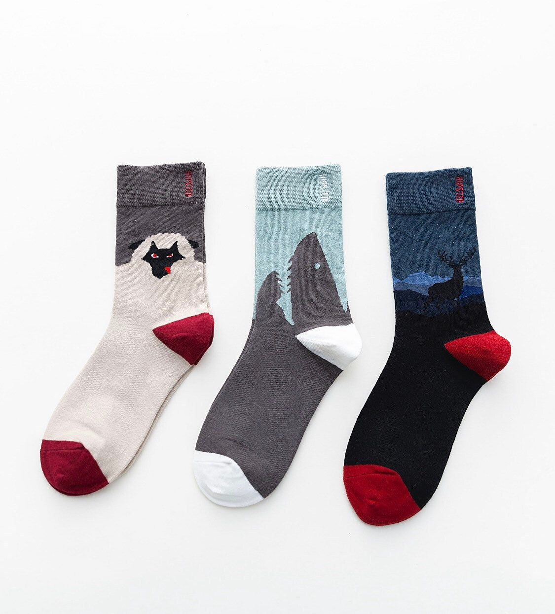 Miss June’s | Set 3 pairs cotton socks|Creative | Colorful | Cool | Patterned | Designed | Unisex | Gift Idea | Art | Comfortable| Men