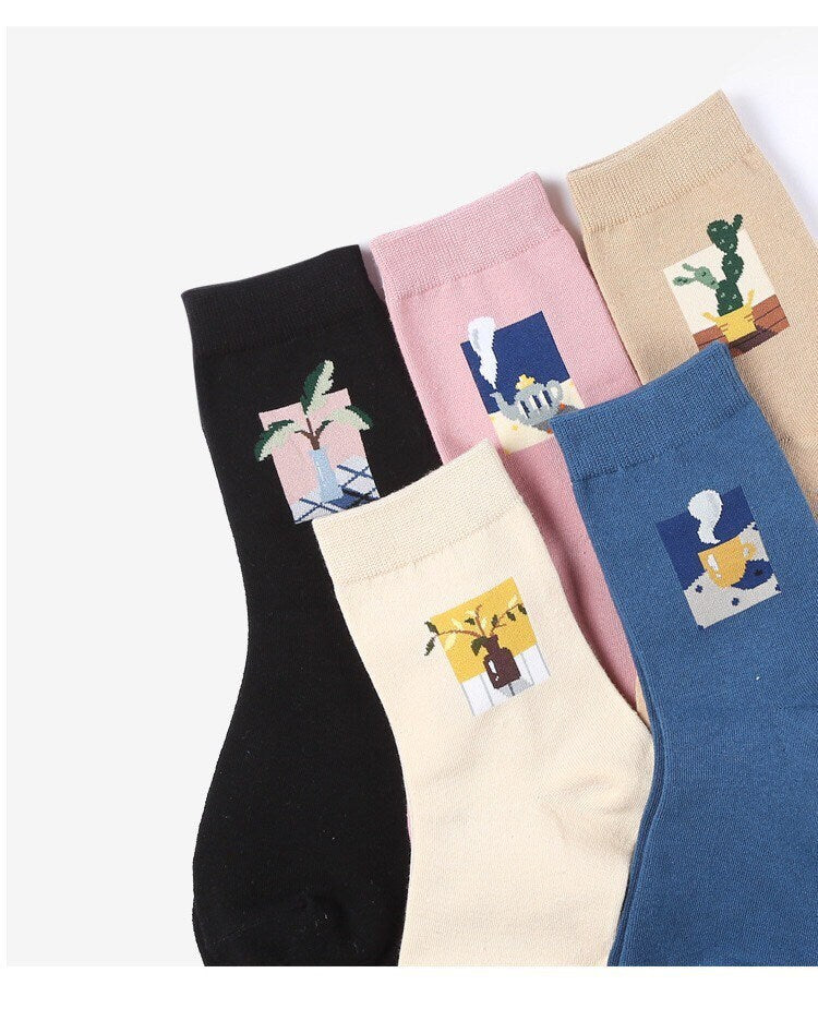 Miss June’s | 1 pair cotton socks|Creative | Colorful | Paint | Patterned | Designed | Art | Gift Idea | Casual | Comfortable | Women’s