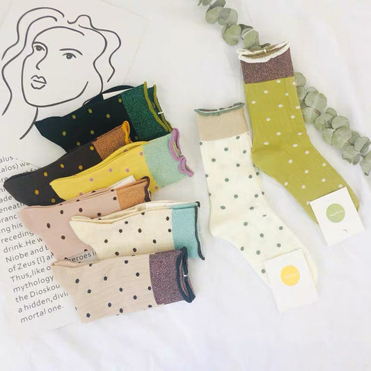 Miss June’s | Women’s Metallic trim cotton socks | Cute | Colorful | Cool | Patterned | Designed | Gift Idea | Casual | Comfortable