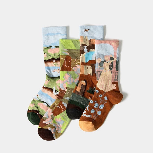 Miss June’s| 1 pair | women’s art cotton socks | | Cool | Creative | Cute | Colorful | Patterned| Geometric | Abstract | Gift Idea|Casual|