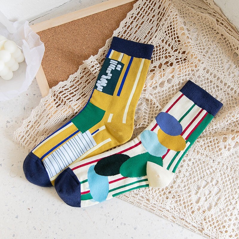 Miss June’s| 1 pair cotton socks|Creative | Colorful | Cool | Patterned | Designed | Unisex | Gift Idea | Casual | Art | Comfortable|Funny|