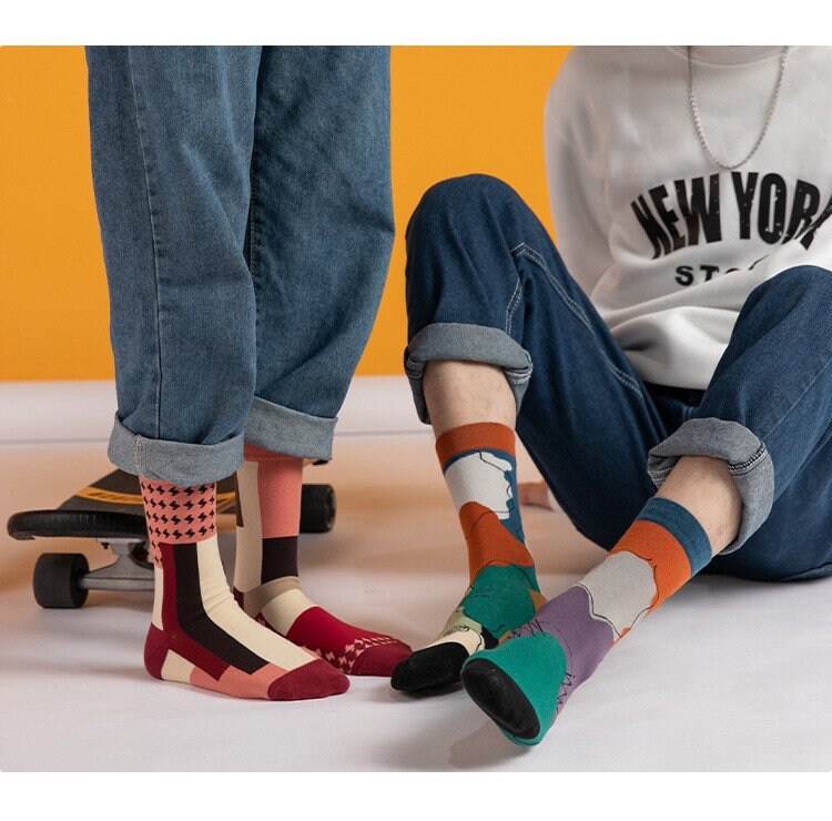 Miss June’s| 1 pair cotton socks|Creative | Colorful | Cool | Patterned | Designed | Unisex | Gift Idea | Casual | Art | Comfortable|Funny|