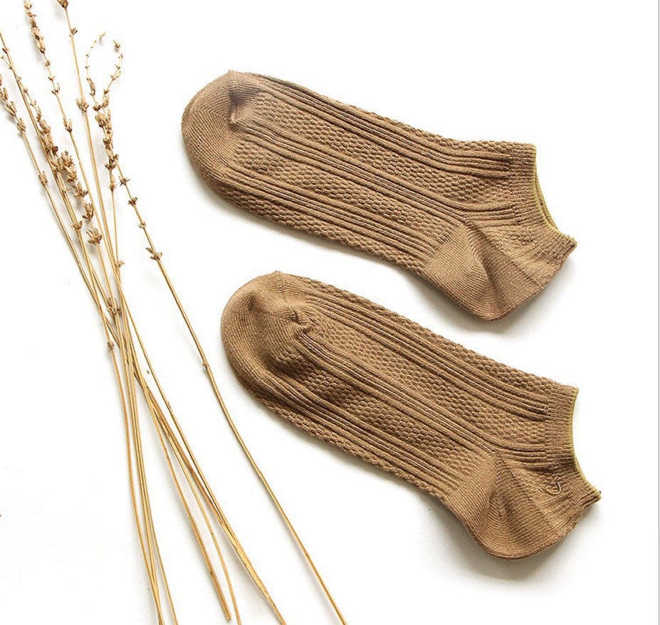 Miss June’s | 1 pair cotton socks|Daily | Natural | Ankle | Designed | Textured | Gift Idea | Casual | Stylish | Comfortable | Women’s