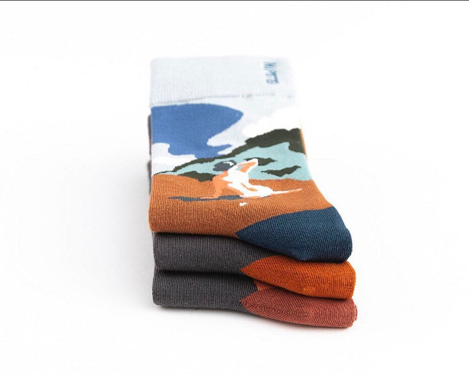 Miss June’s | Set 3 pairs cotton socks|Creative | Colorful | Cool | Patterned | Designed | Unisex | Gift Idea | Art | Comfortable | Men