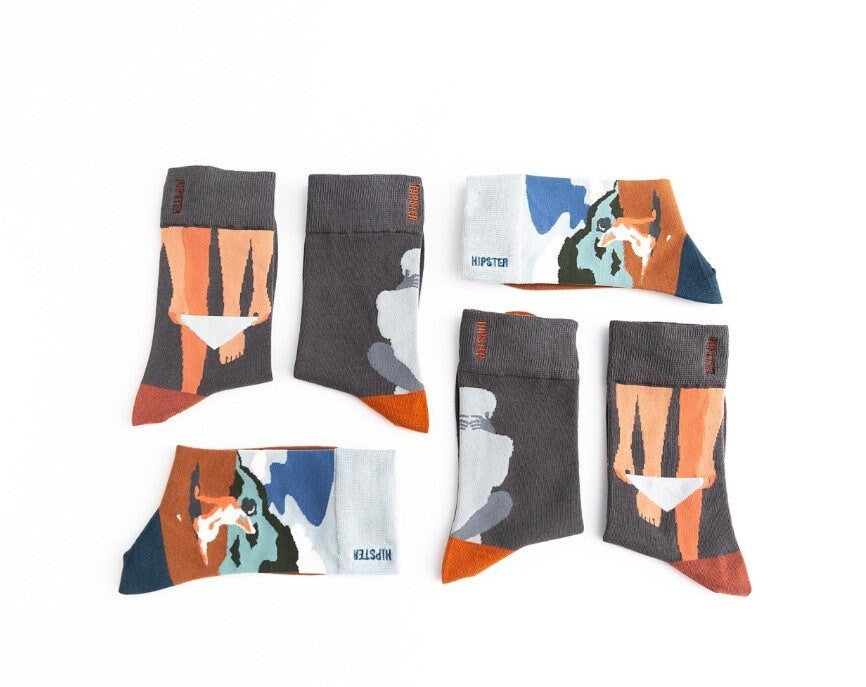 Miss June’s | Set 3 pairs cotton socks|Creative | Colorful | Cool | Patterned | Designed | Unisex | Gift Idea | Art | Comfortable | Men