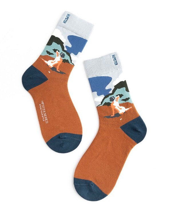 Miss June’s | Set 3 pairs cotton socks|Creative | Colorful | Cool | Patterned | Designed | Unisex | Gift Idea | Art | Comfortable | Men