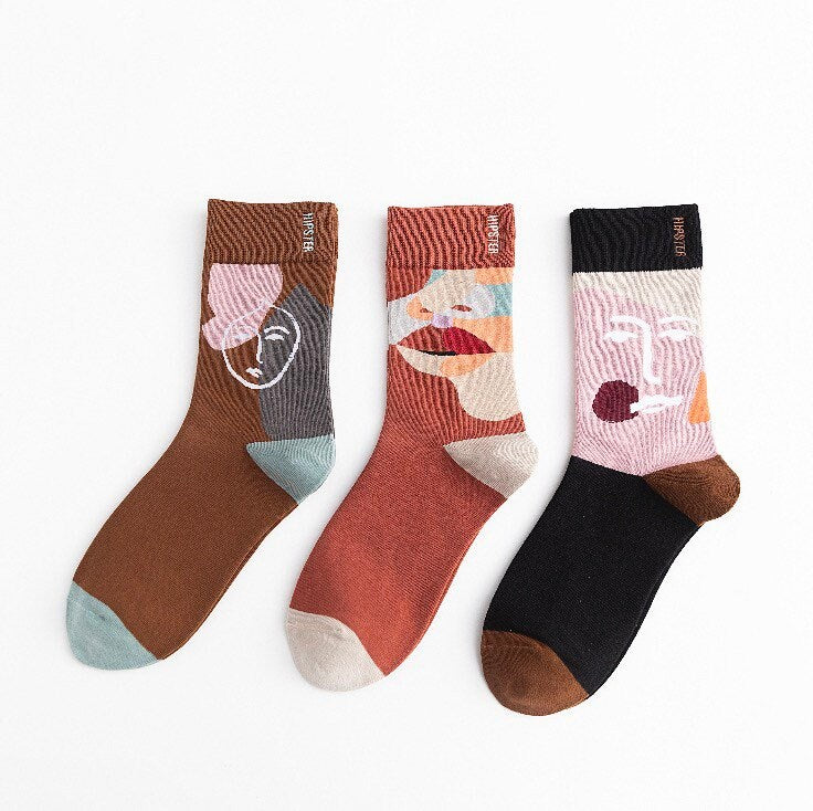 Miss June’s | Set 3 pairs cotton socks|Creative | Colorful | Cool | Patterned | Designed | Unisex | Gift Idea | Casual | Comfort | Women