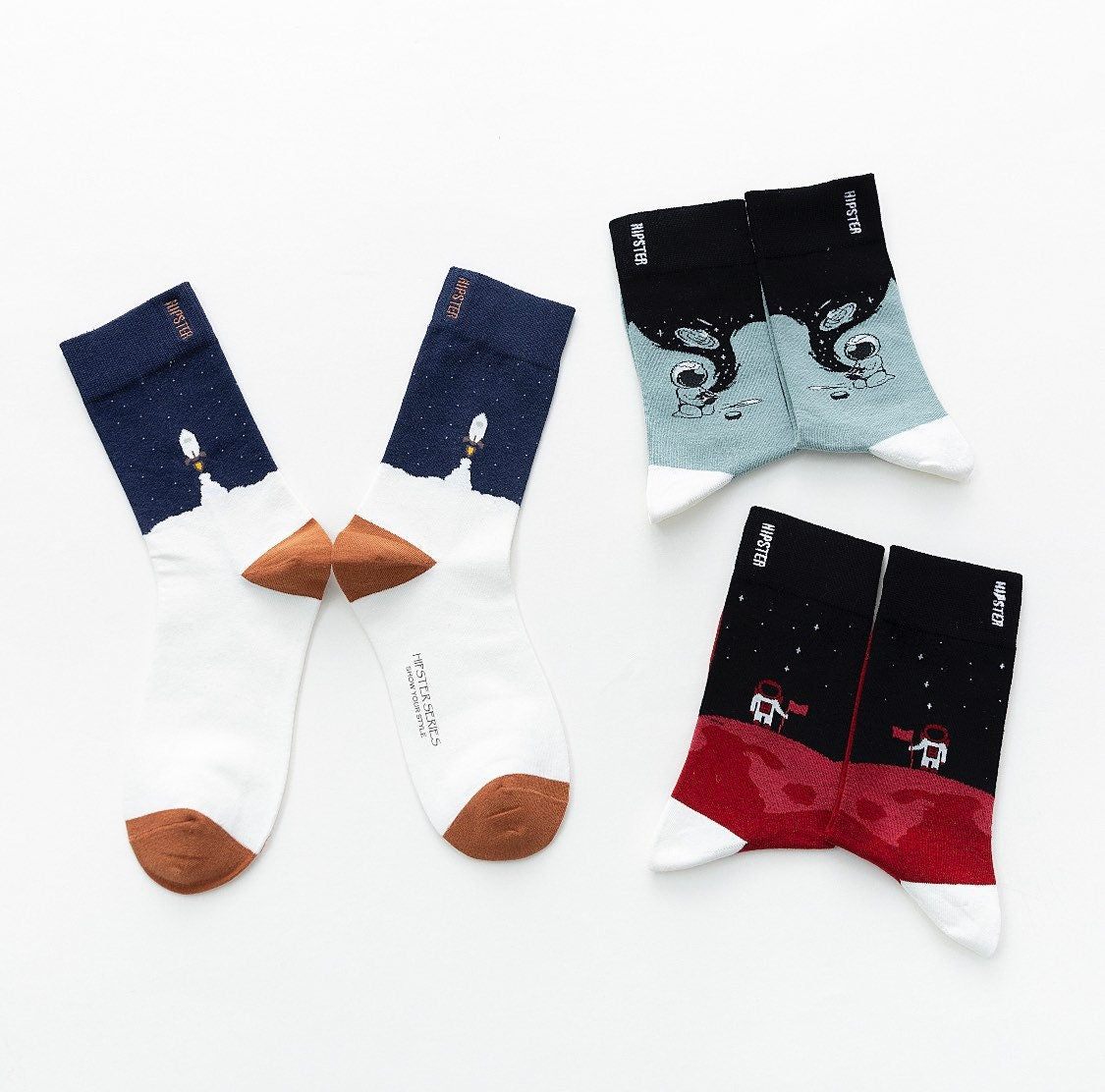 Miss June’s | Set 3 pairs cotton socks|Creative | Colorful | Cool | Patterned | Designed | Unisex | Gift Idea | Art | Comfortable | Men