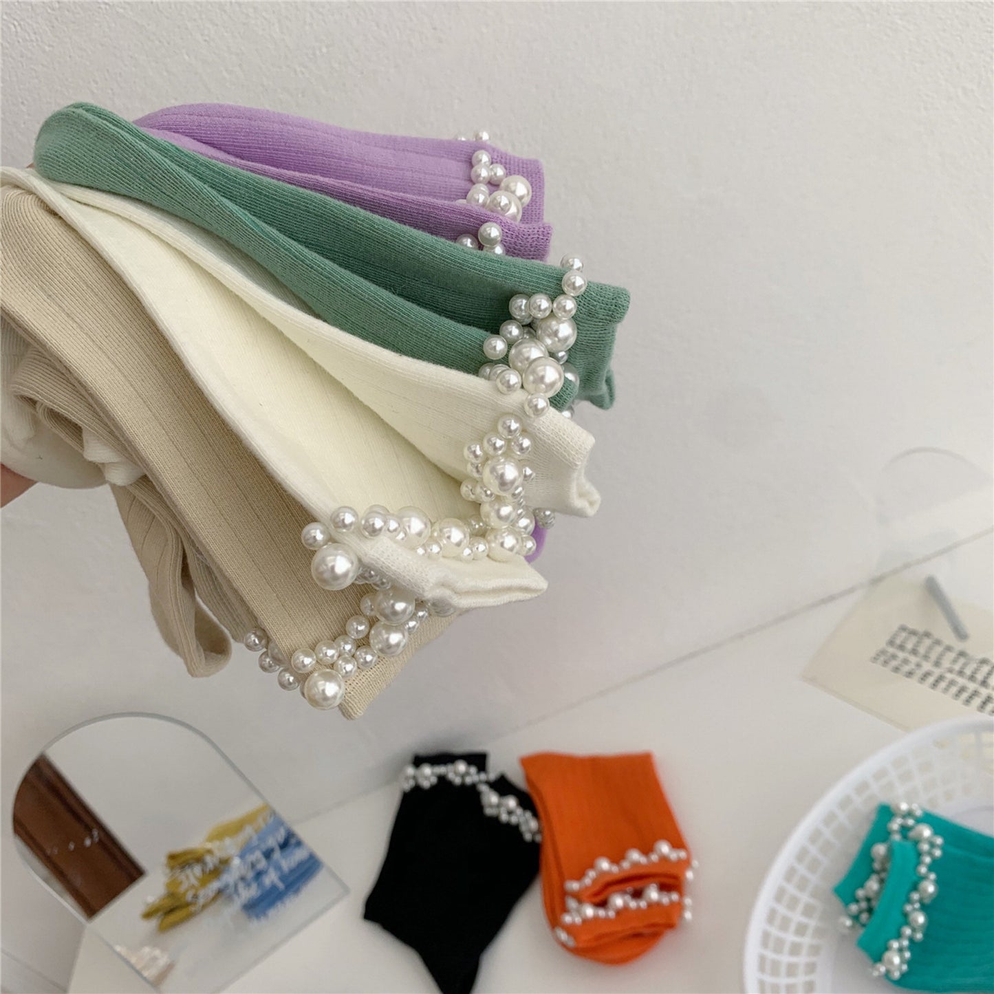 Miss June’s | Women’s | 1 pair cotton Beading socks|Creative | Colorful |Craft| Cotton | Designed | Art | Gift Idea | Cute | Comfortable
