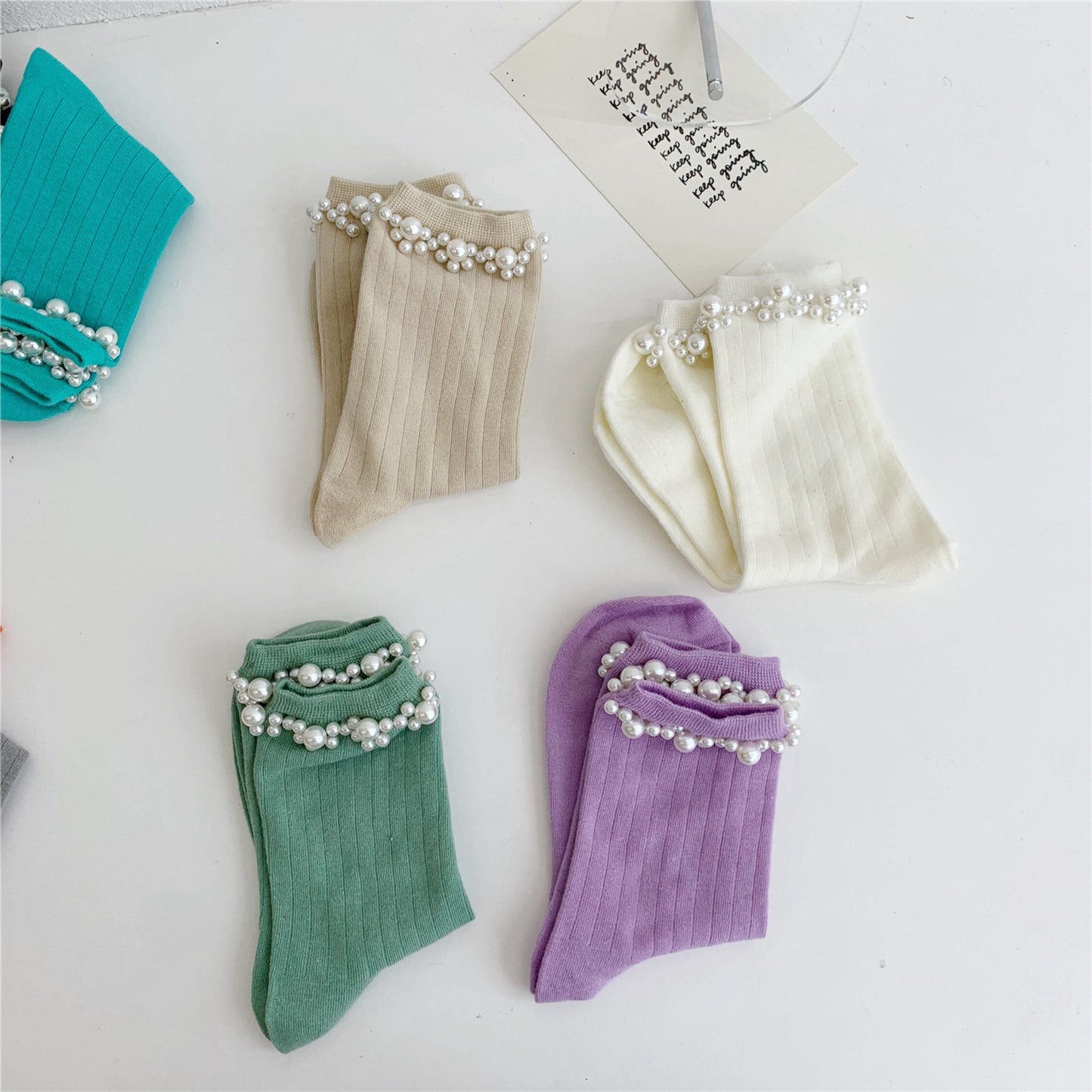 Miss June’s | Women’s | 1 pair cotton Beading socks|Creative | Colorful |Craft| Cotton | Designed | Art | Gift Idea | Cute | Comfortable