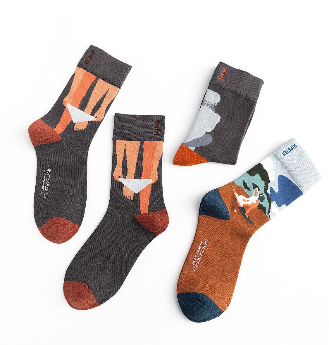 Miss June’s | Set 3 pairs cotton socks|Creative | Colorful | Cool | Patterned | Designed | Unisex | Gift Idea | Art | Comfortable | Men