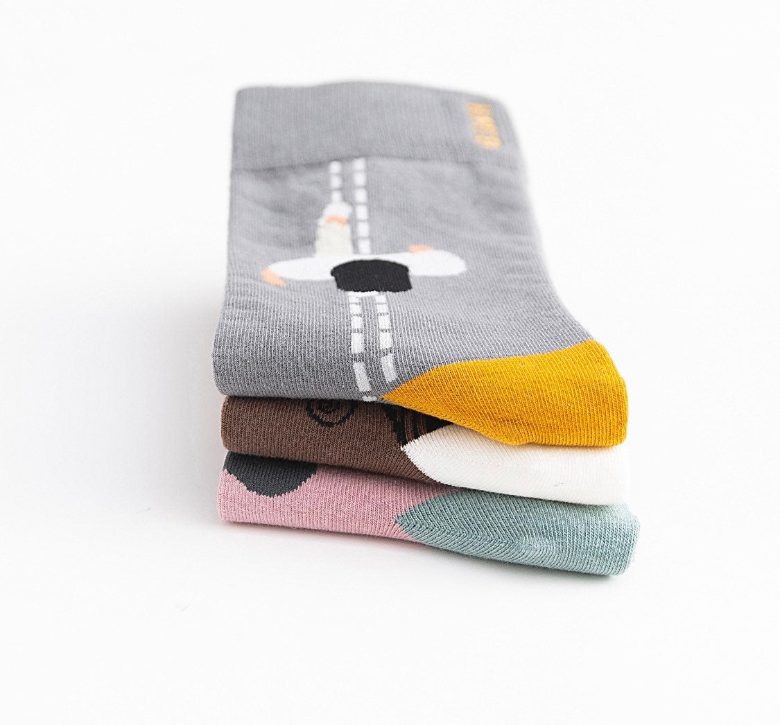 Miss June’s | Set 3 pair cotton socks|Creative | Colorful | Cool | Patterned | Designed | Unisex | Gift Idea | Art | Comfort | Women