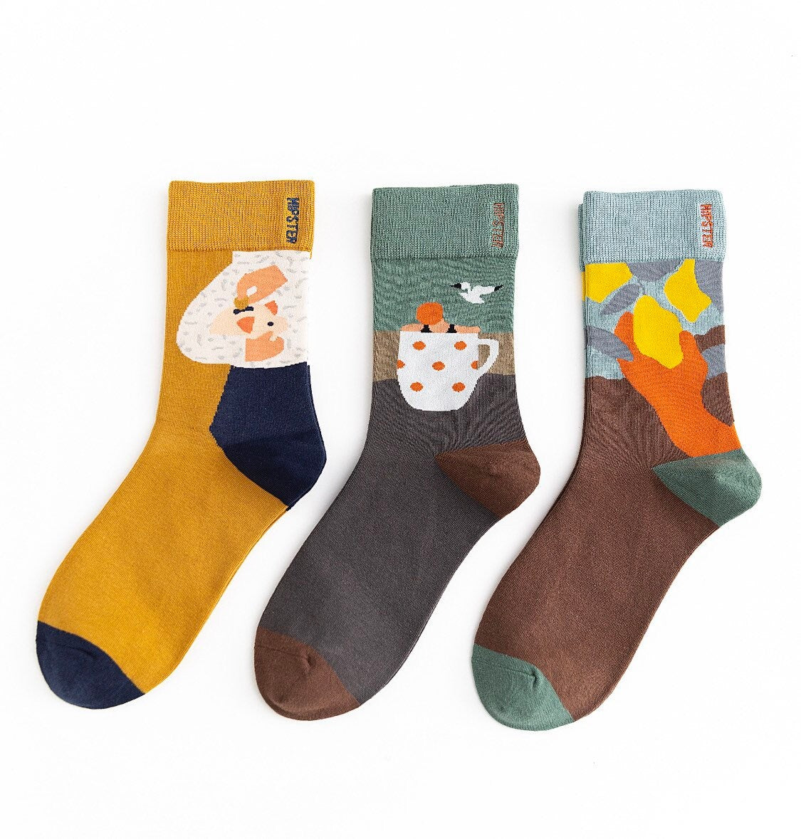 Miss June’s | Set 3 pairs cotton socks|Creative | Colorful | Cool | Patterned | Designed | Unisex | Gift Idea | Art | Comfort | Women