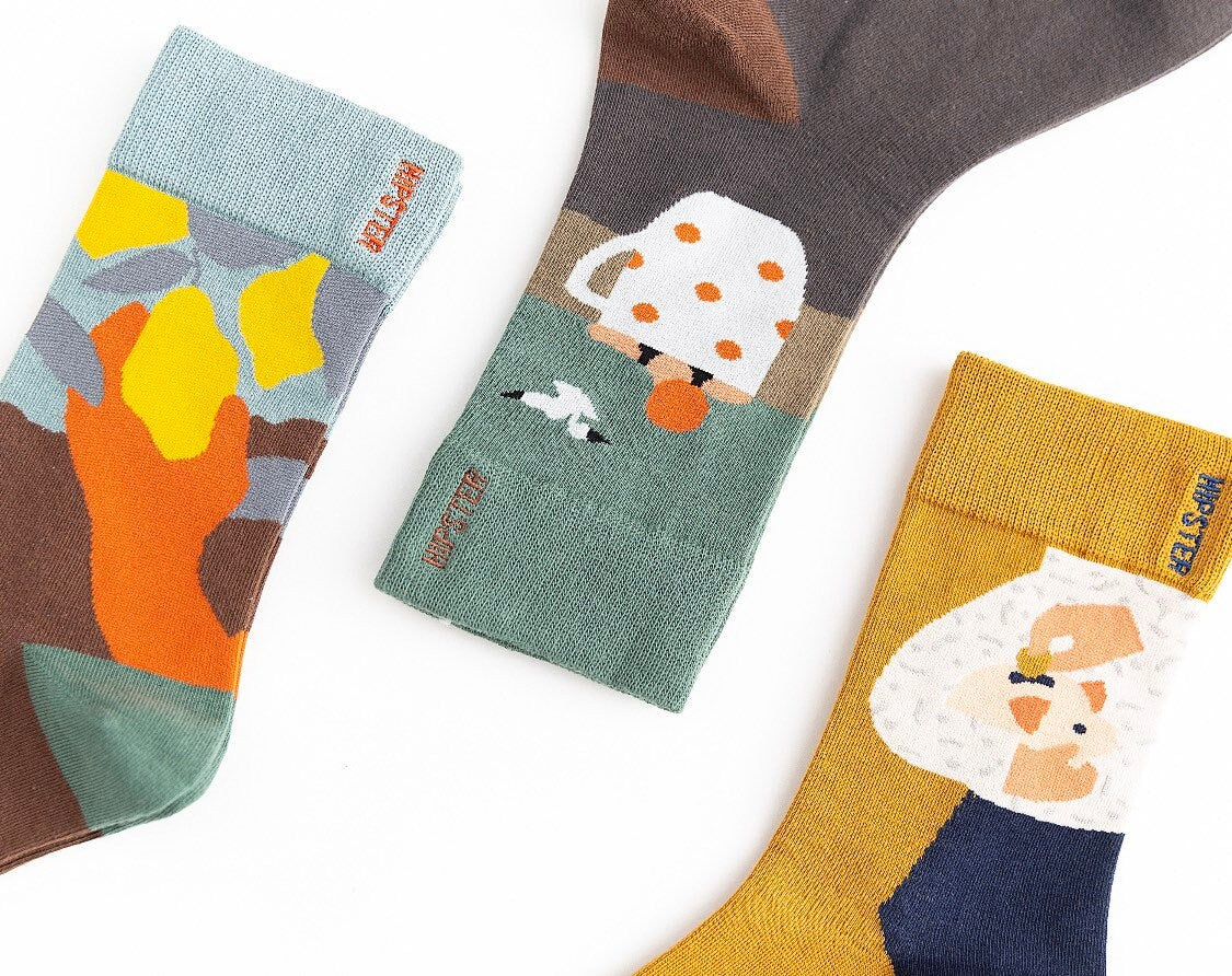 Miss June’s | Set 3 pairs cotton socks|Creative | Colorful | Cool | Patterned | Designed | Unisex | Gift Idea | Art | Comfort | Women