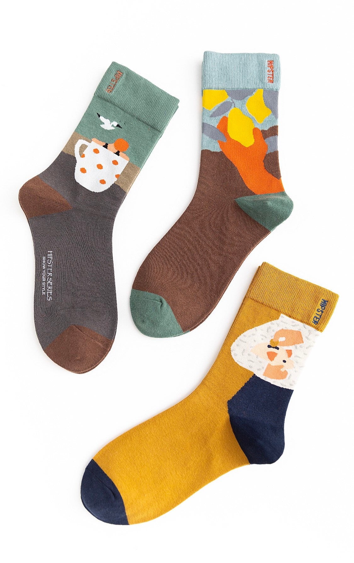 Miss June’s | Set 3 pairs cotton socks|Creative | Colorful | Cool | Patterned | Designed | Unisex | Gift Idea | Art | Comfort | Women