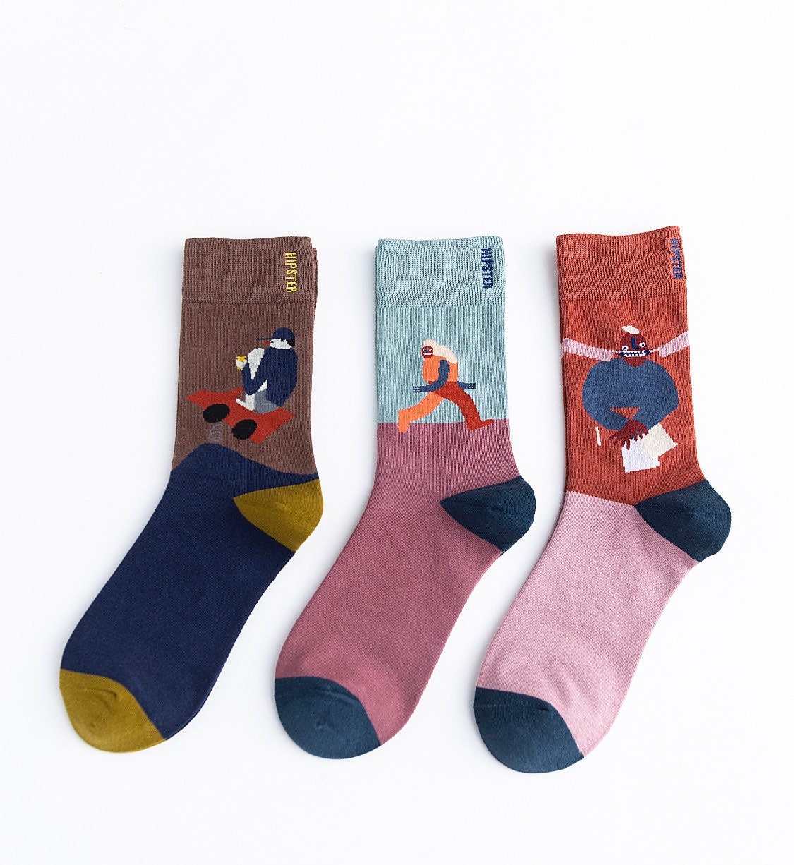 Miss June’s | Set 3 pairs cotton socks|Creative | Colorful | Cool | Patterned | Designed | Unisex | Gift Idea | Art | Comfortable | Men