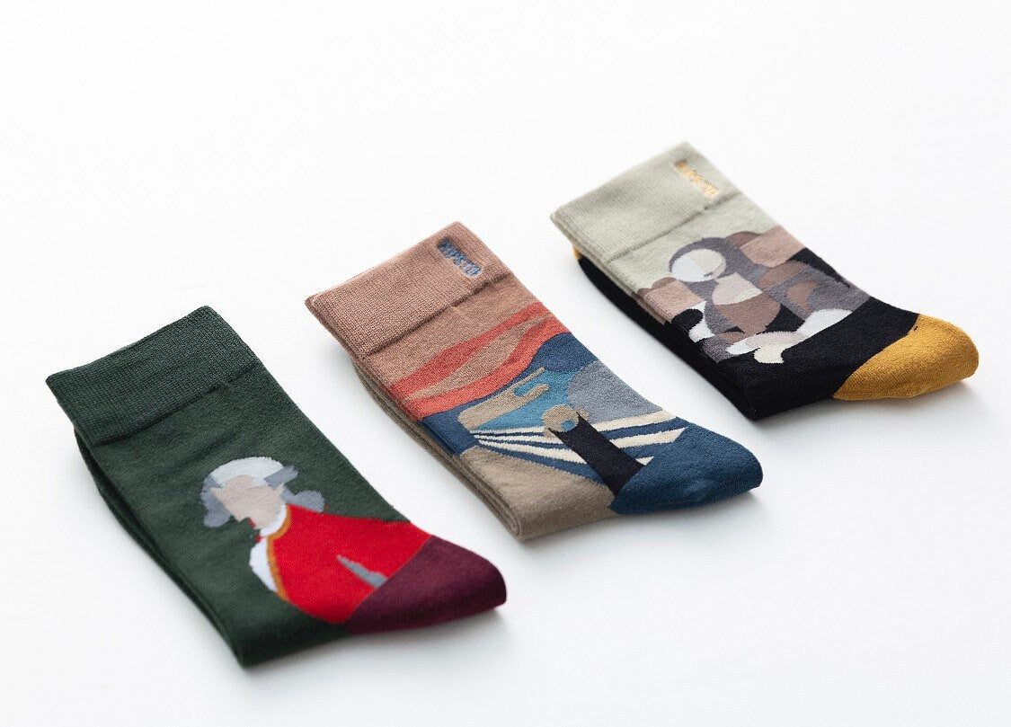 Miss June’s | Set 3 pair cotton socks|Creative | Colorful | Cool | Patterned | Designed | Unisex | Gift Idea | Art | Comforta |women