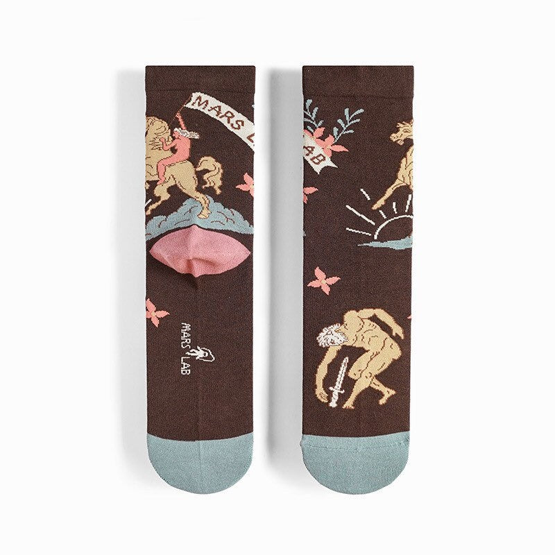 Miss June’s|1 Pair designer cotton socks| Creative| Colorful | Cool | Patterned | Geometric socks| Unisex socks | Casual |Art socks
