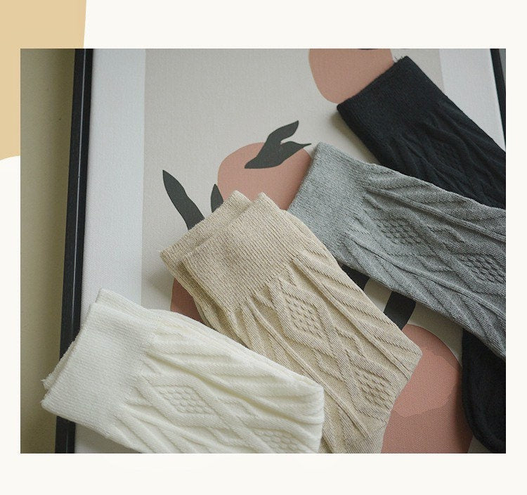 Miss June’s | Women’s | 1 pair cotton socks|Daily | Cotton | Natural | Soft | Designed | Textured | Gift Idea | Casual | Comfortable