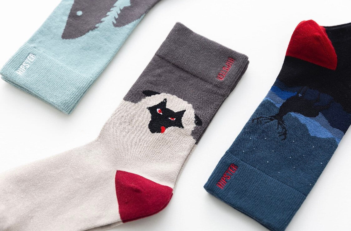 Miss June’s | Set 3 pairs cotton socks|Creative | Colorful | Cool | Patterned | Designed | Unisex | Gift Idea | Art | Comfortable| Men