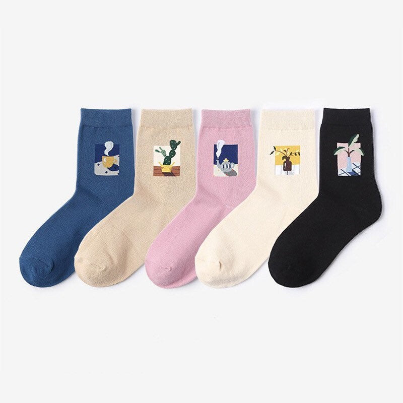 Miss June’s | 1 pair cotton socks|Creative | Colorful | Paint | Patterned | Designed | Art | Gift Idea | Casual | Comfortable | Women’s