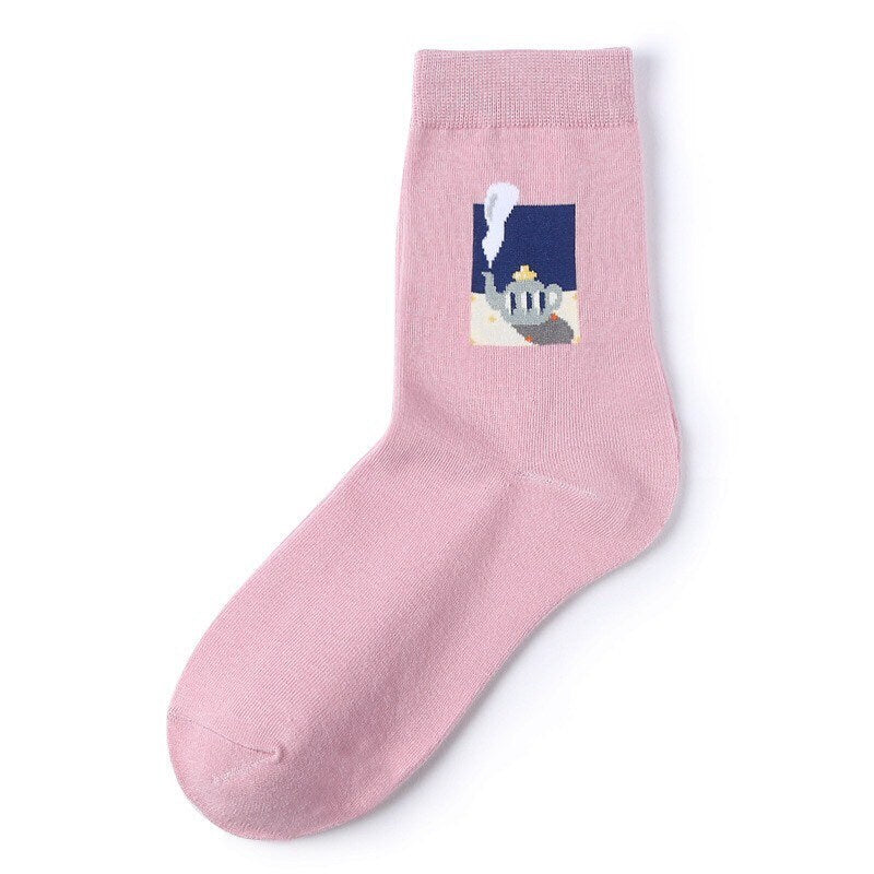 Miss June’s | 1 pair cotton socks｜Creative | Colorful | Paint | Patterned | Designed | Art | Gift Idea | Casual | Comfortable | Women’s
