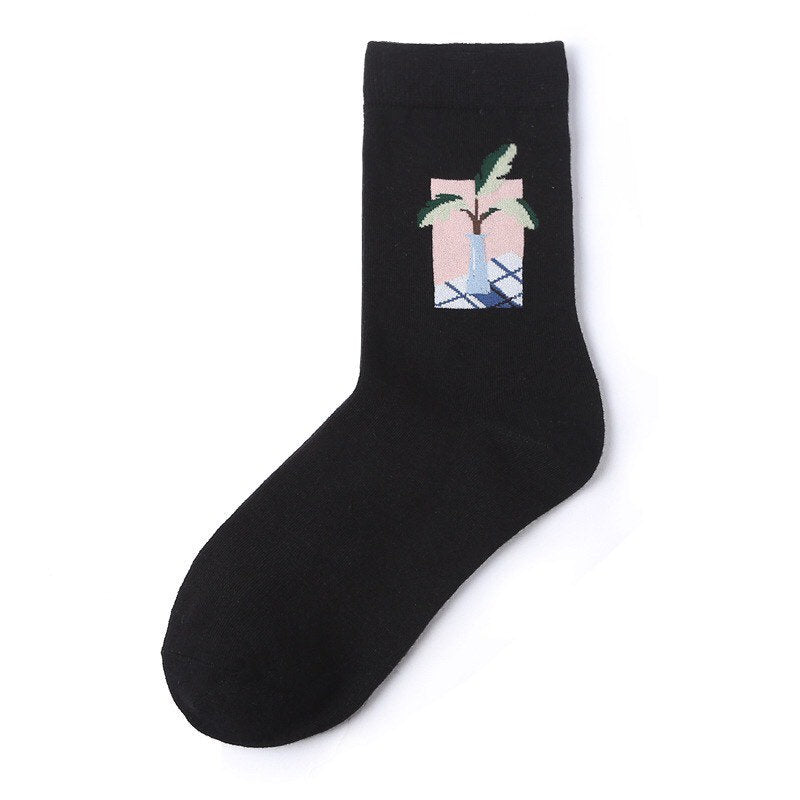 Miss June’s | 1 pair cotton socks｜Creative | Colorful | Paint | Patterned | Designed | Art | Gift Idea | Casual | Comfortable | Women’s