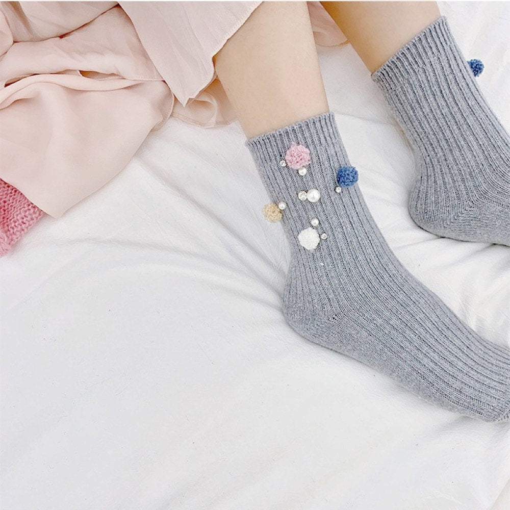 Miss June’s | Women’s | 1 pair| Beading socks|Creative | Colorful |Craft| Winter | Designed | Art | Gift Idea | Cute | Stylish | Comfortable