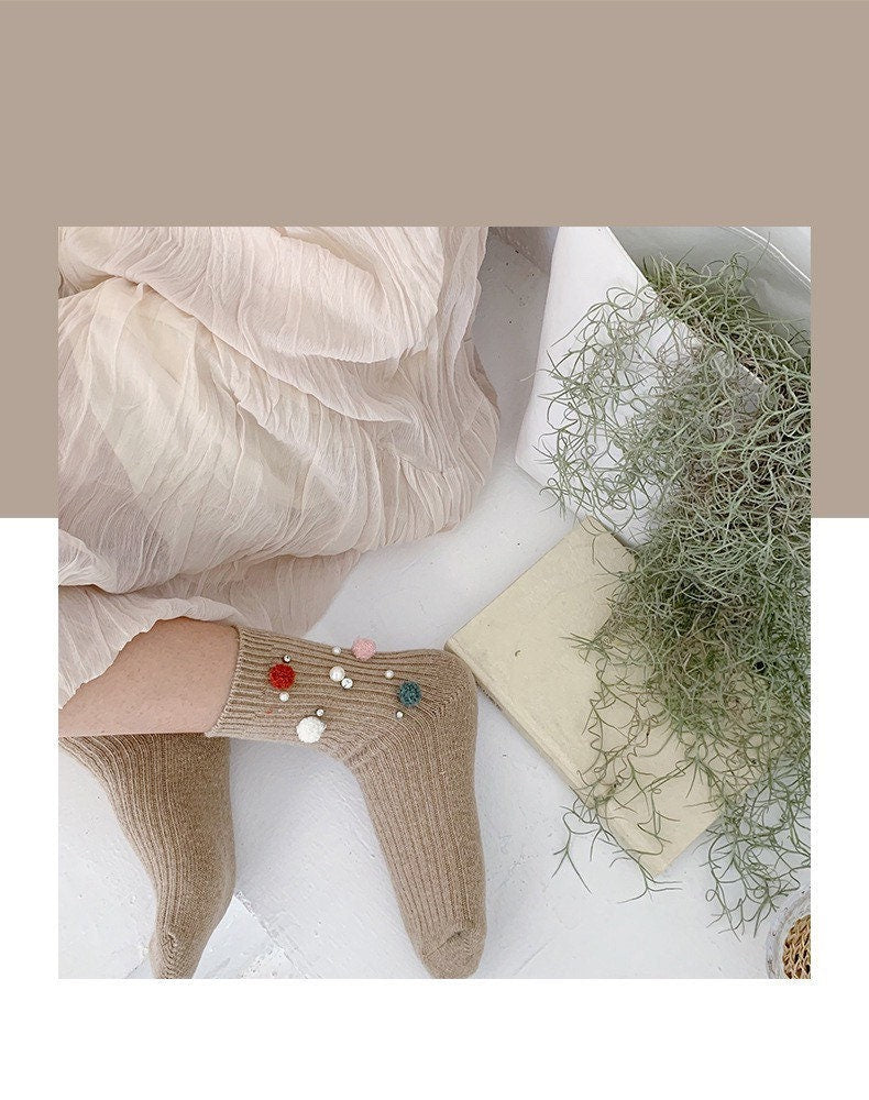 Miss June’s | Women’s | 1 pair| Beading socks|Creative | Colorful |Craft| Winter | Designed | Art | Gift Idea | Cute | Stylish | Comfortable