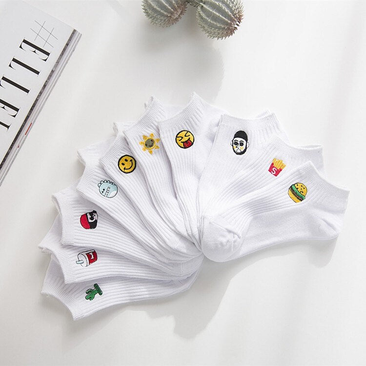 Miss June’s | 1 pair cotton socks|Daily | Cotton | Cute | Ankle | Designed | Embroidered | Gift Idea | Casual | Comfortable | Women’s