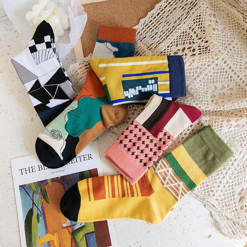 Miss June’s| 1 pair cotton socks|Creative | Colorful | Cool | Patterned | Designed | Unisex | Gift Idea | Casual | Art | Comfortable|Funny|