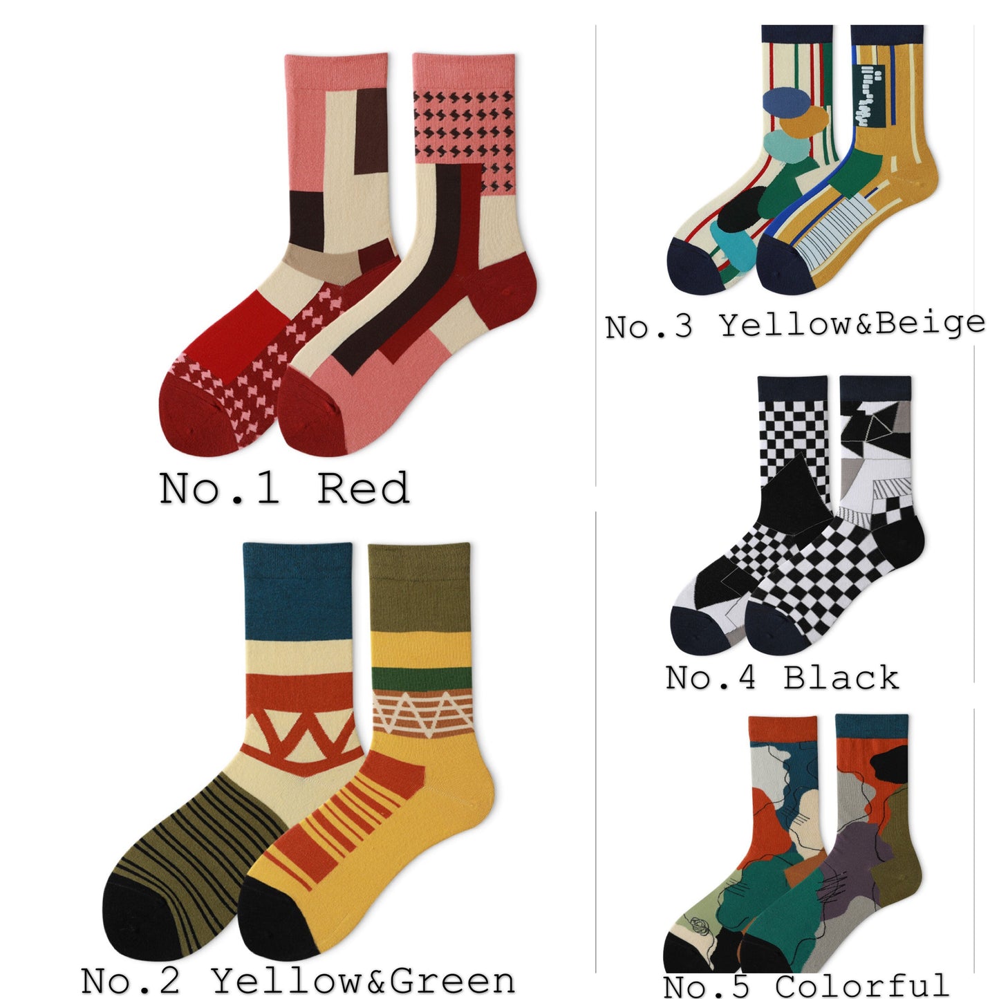 Miss June’s| 1 pair cotton socks|Creative | Colorful | Cool | Patterned | Designed | Unisex | Gift Idea | Casual | Art | Comfortable|Funny|