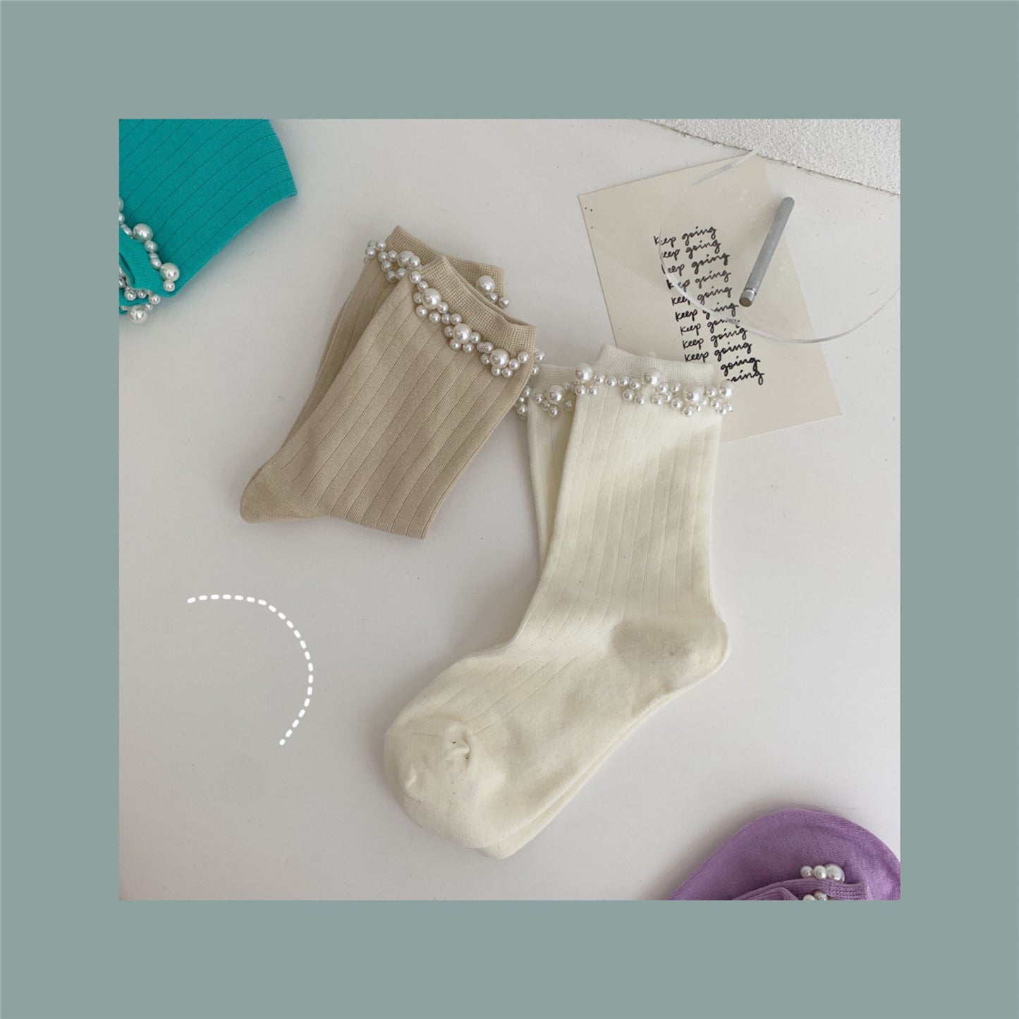 Miss June’s | Women’s | 1 pair cotton Beading socks|Creative | Colorful |Craft| Cotton | Designed | Art | Gift Idea | Cute | Comfortable
