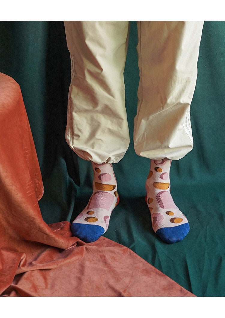 Miss June’s|1 Pair designer cotton socks| Creative| Colorful | Cool | Patterned | Geometric socks| Unisex socks | Casual |Art