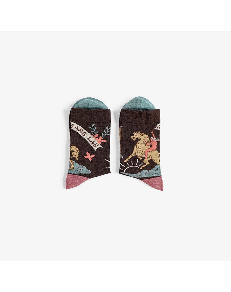 Miss June’s|1 Pair designer cotton socks| Creative| Colorful | Cool | Patterned | Geometric socks| Unisex socks | Casual |Art socks