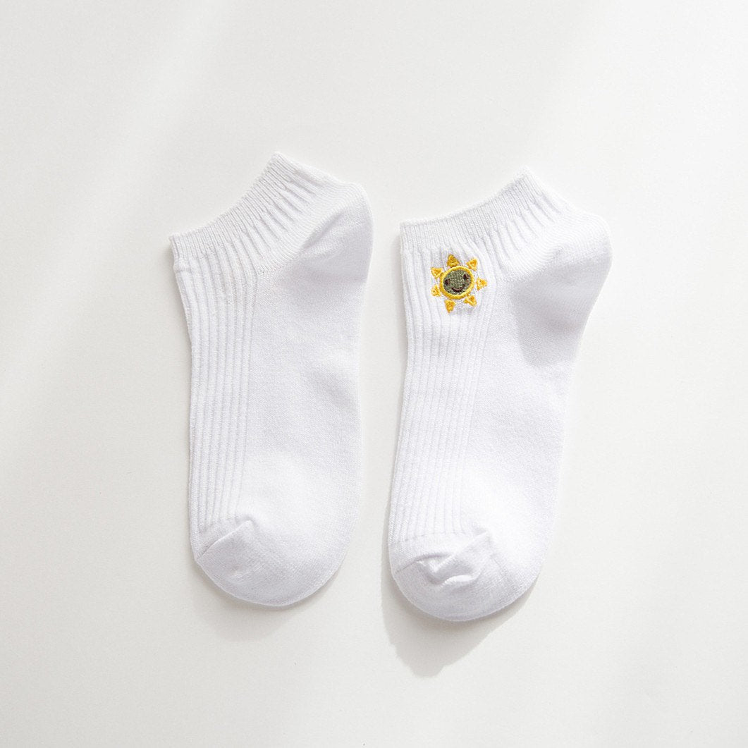 Miss June’s | 1 pair cotton socks｜Daily | Cotton | Cute | Ankle | Designed | Embroidered | Gift Idea | Casual | Comfortable | Women’s