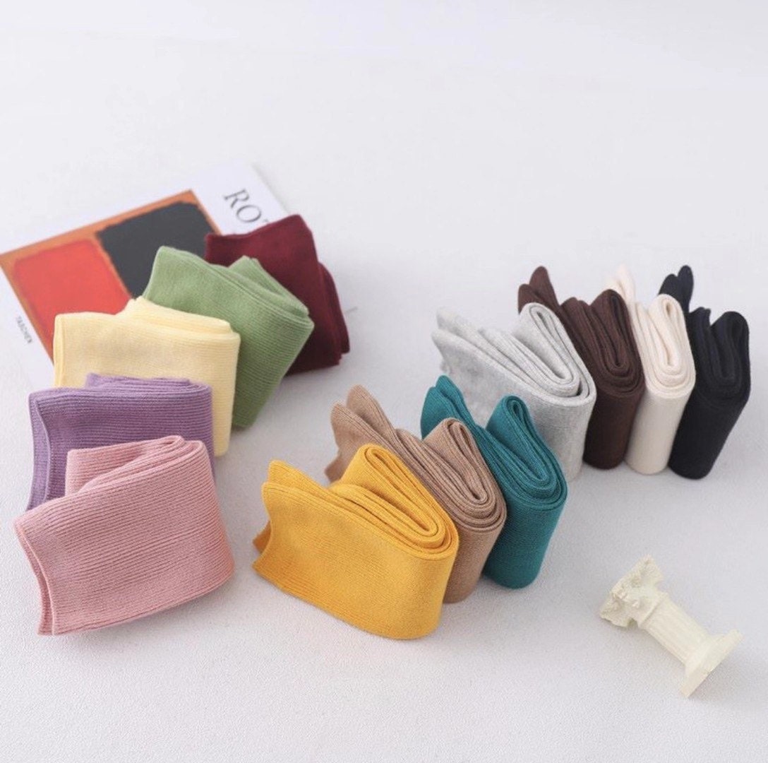 Miss June’s | Women’s | 1 pair cotton socks|Daily | Natural | Soft | Designed | Solid color | Gift Idea | Casual | Stylish | Comfortable