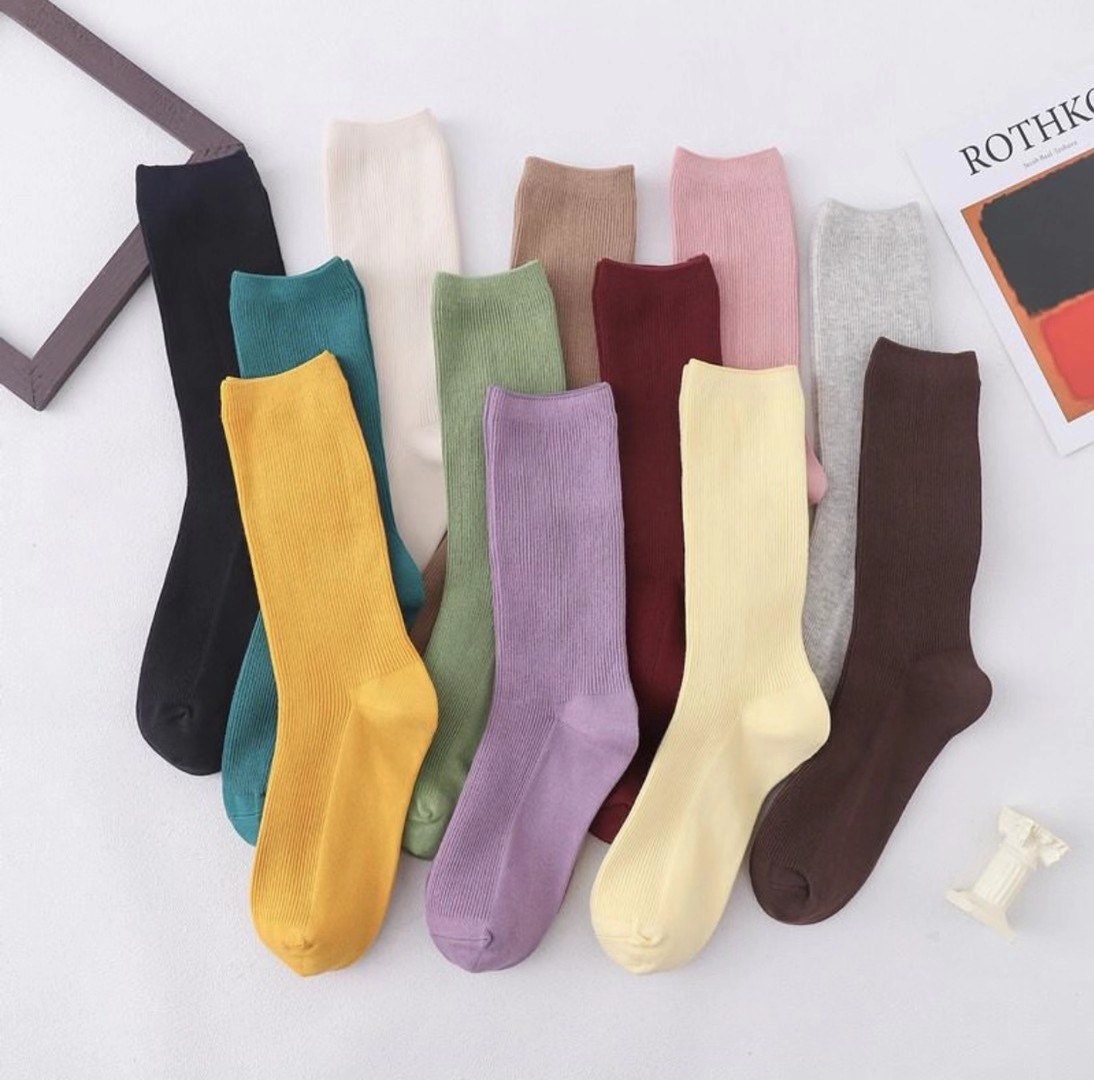 Miss June’s | Women’s | 1 pair cotton socks|Daily | Natural | Soft | Designed | Solid color | Gift Idea | Casual | Stylish | Comfortable