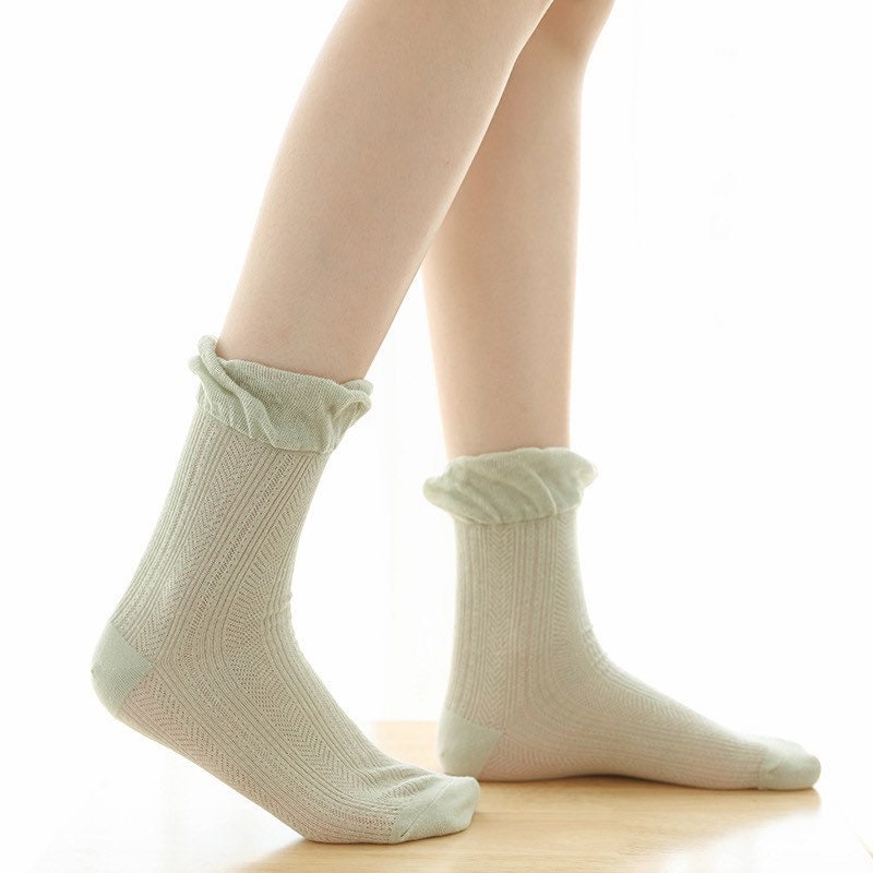 Miss June’s | Women’s | 1 pair cotton lace socks|Daily | Natural | Soft | | Solid color | Gift Idea | Casual | Comfortable | summer | Light