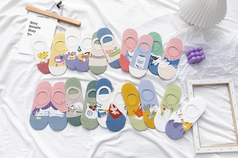 Miss June’s | Women’s 2 pairs cotton ankle socks|animals | Patented | Daily | Cute | Designed | Embroidered | Gift Idea | Comfortable |