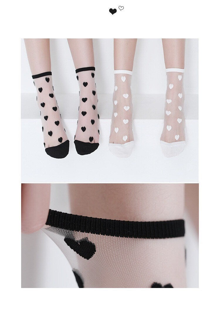 Miss June’s | Women’s Glass Silk-like Transparent socks | Cute | Colorful | Summer | Designed | Gift Idea | Casual | Comfortable |