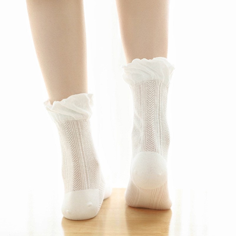 Miss June’s | Women’s | 1 pair cotton lace socks|Daily | Natural | Soft | | Solid color | Gift Idea | Casual | Comfortable | summer | Light