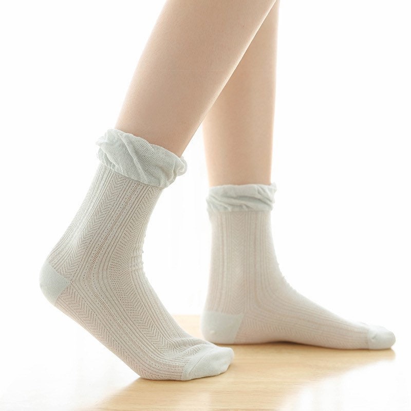 Miss June’s | Women’s | 1 pair cotton lace socks|Daily | Natural | Soft | | Solid color | Gift Idea | Casual | Comfortable | summer | Light
