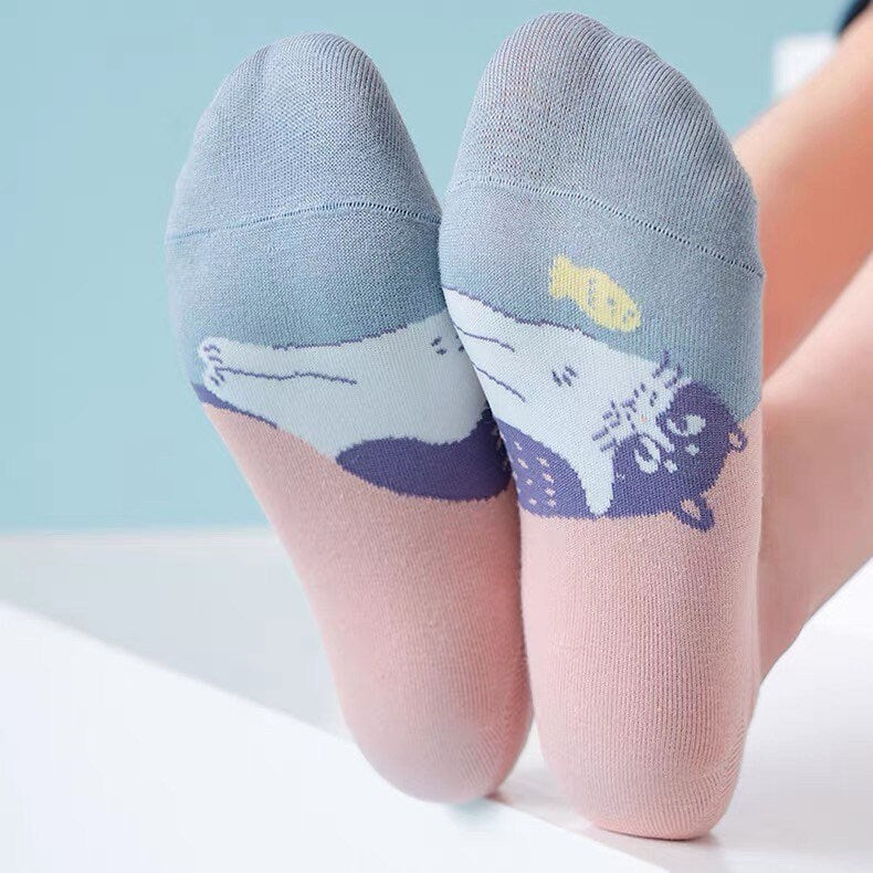 Miss June’s | Women’s 2 pairs cotton ankle socks｜animals | Patented | Daily | Cute  | Designed | Embroidered | Gift Idea | Comfortable |