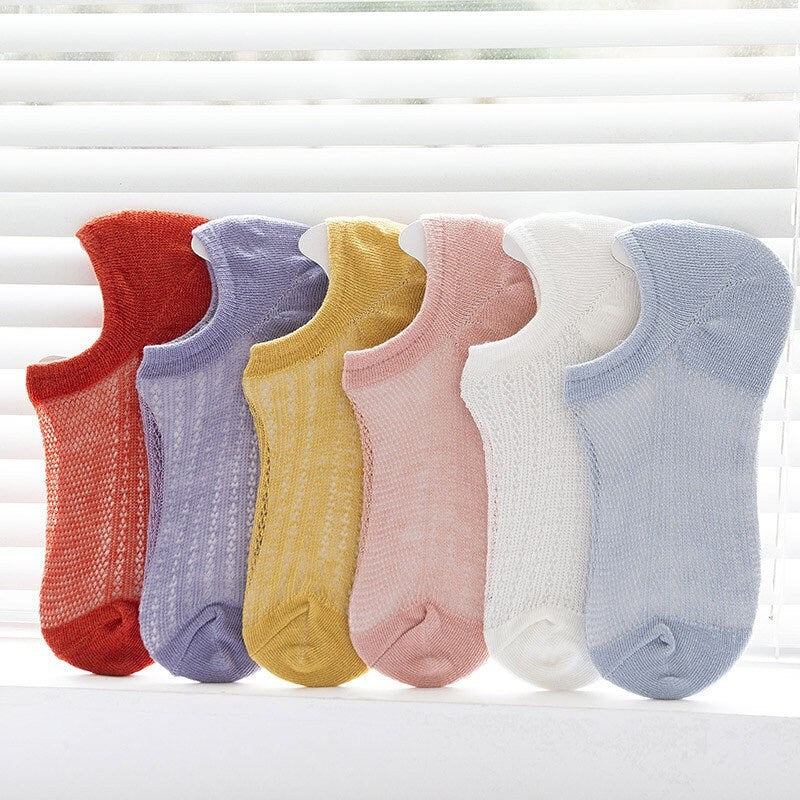 Miss June’s | 1 pair women’s Summer breath-socks｜Daily | Cotton | No-show | Spring | Textured | Casual | Stylish | Comfortable | sneakers