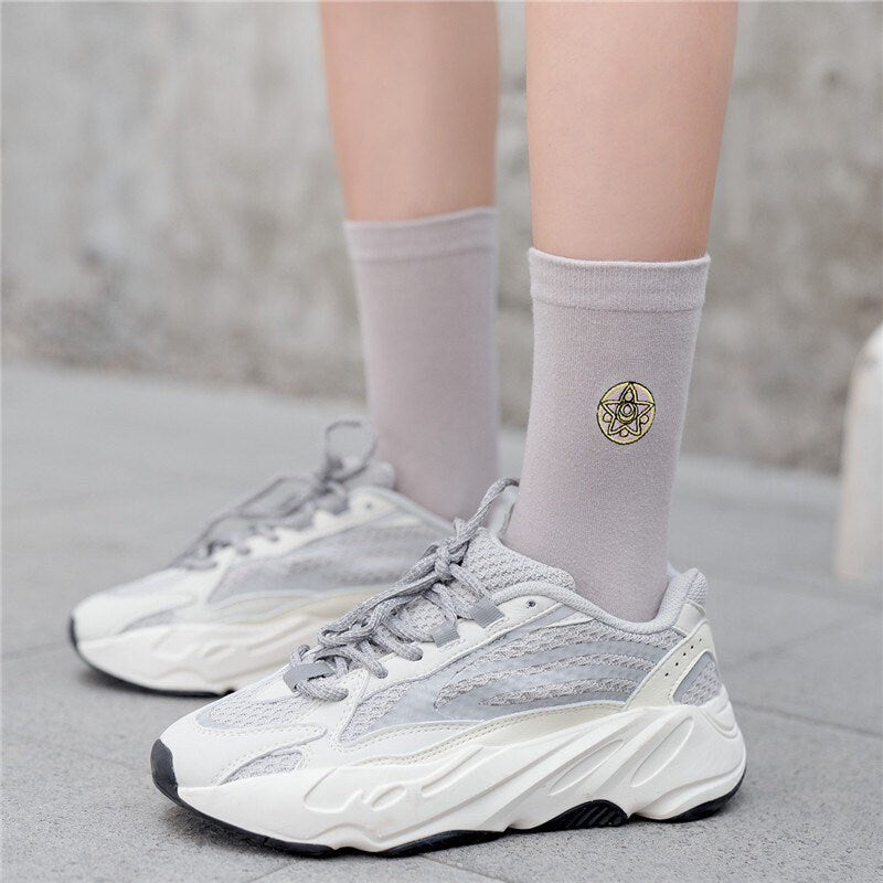 Miss June’s | Women’s | 1 Pair of cotton socks|Creative | Embroidered | Cool | Patterned | Designed | Gift Idea | Casual | Comfortable